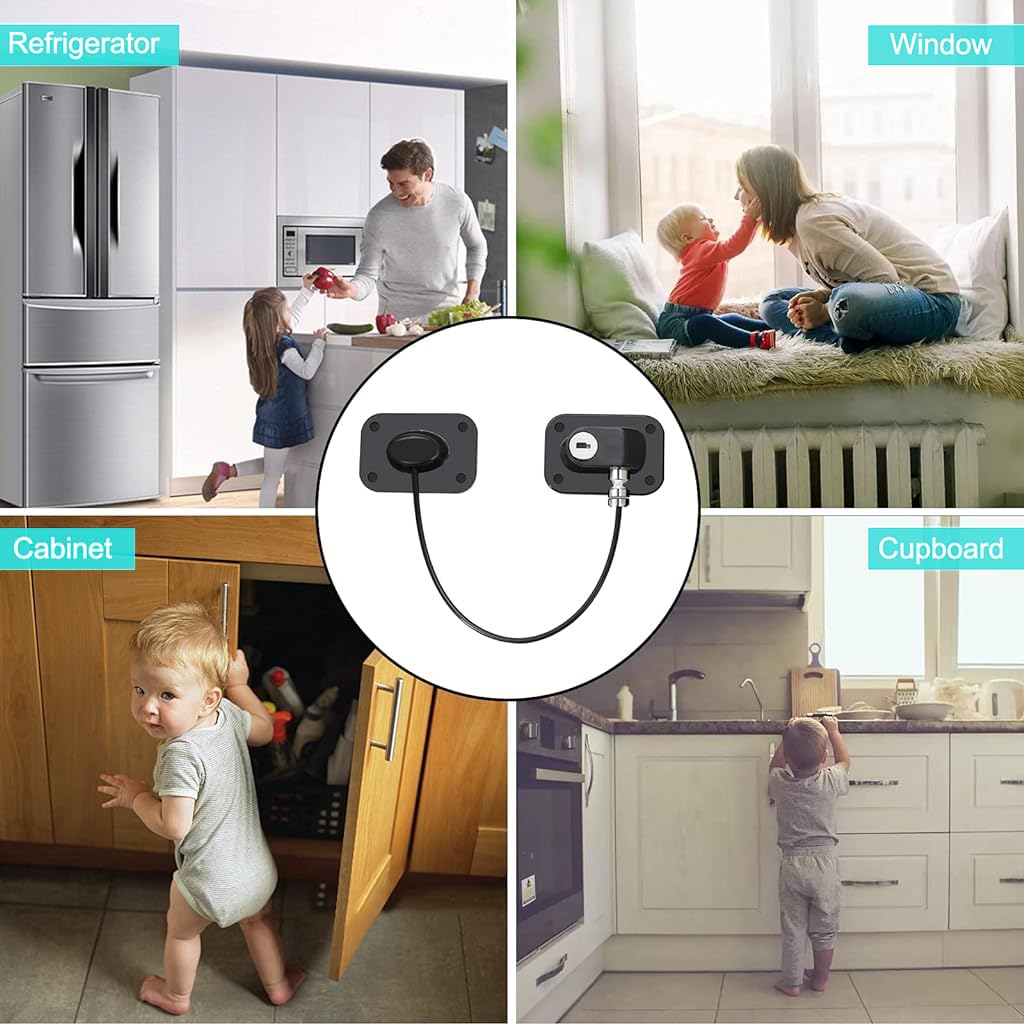 ZIBUYU Safety Lock Child Proof Safety Lock Refrigerator Door Lock Drawer Lock with Keys Self Adhesive Safety Lock Door Lock Stainless Steel Chain Lock for Doo, Window ZIBUYU Safety Lock Child Proof Safety Lock Refrigerator Door Lock Drawer Lock with Keys Self Adhesive Safety Lock Door Lock Stainless Steel Chain Lock for Doo, Window